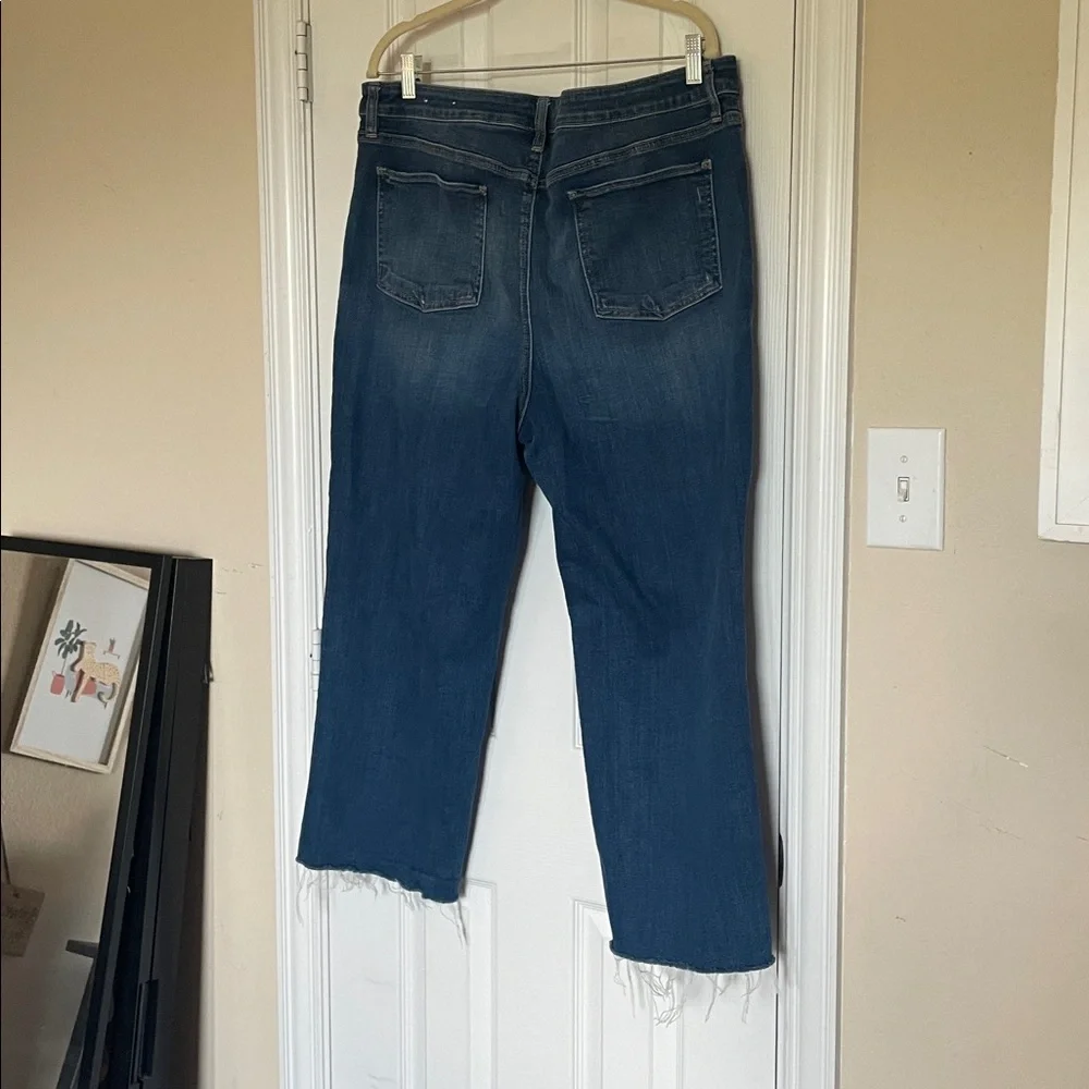 Chicos high rise straight leg crop jeans, size 16r, raw hem and some distressing - Picture 2 of 7
